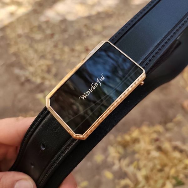 کمربند چرم طبیعی مردانه تک لایه گاوی با سگک پلاکیKG35PA13