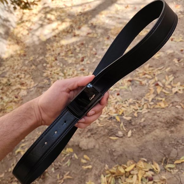 کمربند چرم طبیعی مردانه تک لایه گاوی با سگک پلاکیKG35PA14