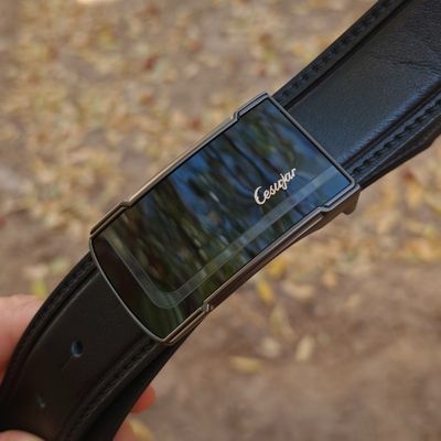 کمربند چرم طبیعی مردانه تک لایه گاوی با سگک پلاکی KG35PA14