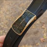 کمربند چرم طبیعی مردانه تک لایه گاوی با سگک پلاکی KG35PA3