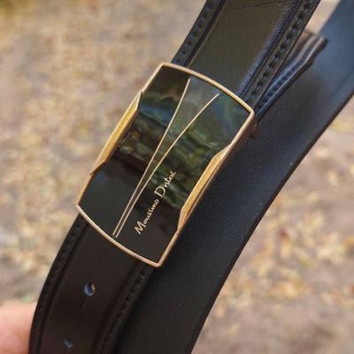 کمربند چرم طبیعی مردانه تک لایه گاوی با سگک پلاکی KG35PA4