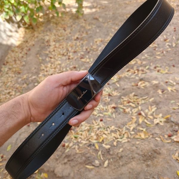 کمربند چرم طبیعی مردانه تک لایه گاوی با سگک پلاکی KG35PA5