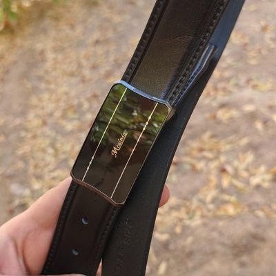 کمربند چرم طبیعی مردانه تک لایه گاوی با سگک پلاکی KG35PA6