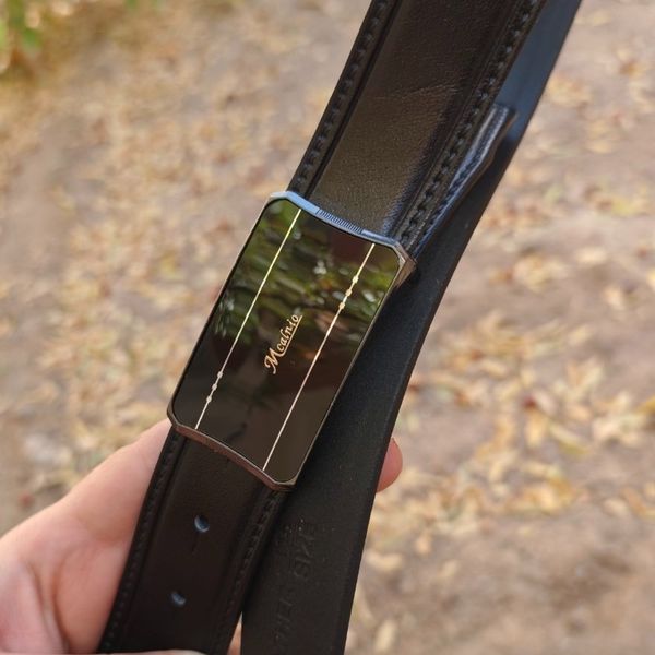 کمربند چرم طبیعی مردانه تک لایه گاوی با سگک پلاکی KG35PA6