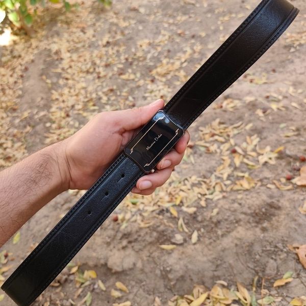 کمربند چرم طبیعی مردانه تک لایه گاوی با سگک پلاکی KG35PA8