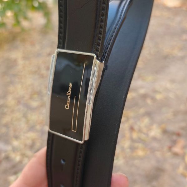 کمربند چرم طبیعی مردانه تک لایه گاوی با سگک پلاکی KG35PA2