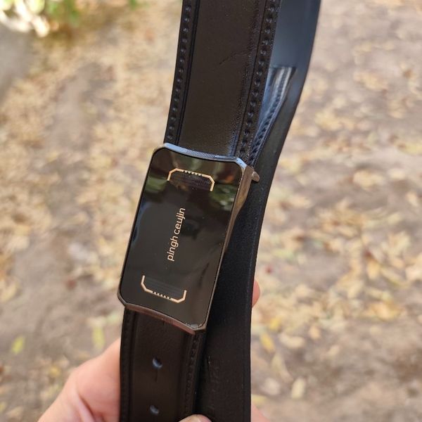 کمربند چرم طبیعی مردانه تک لایه گاوی با سگک پلاکی KG35PA10