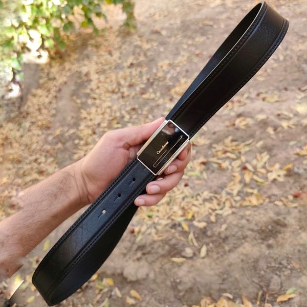 کمربند چرم طبیعی مردانه تک لایه گاوی با سگک پلاکی KG35PA2