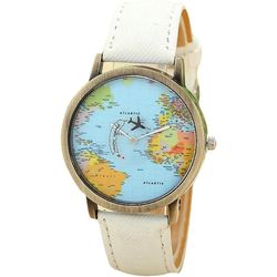 ساعت مچی طرح کره زمین بند سفید
