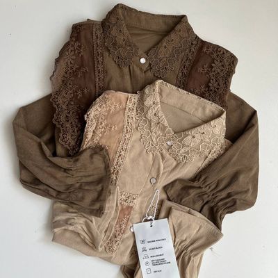 شومیز مخمل کبریتی وارداتی تور روی سینه مدل مربع