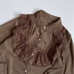 شومیز مخمل کبریتی وارداتی تور روی سینه مدل مربع