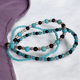 پک دستبند کشی مهره فیروزه‌ای کد S82