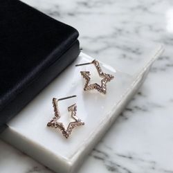 گوشواره میخی آبکاری نقره فول نگین طرح ستاره کد S142