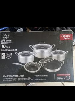 سرویس قابلمه استیل 10 پارچه کف لیزری لایف اسمایل اصل مدل10-30 (وارداتی اصل)