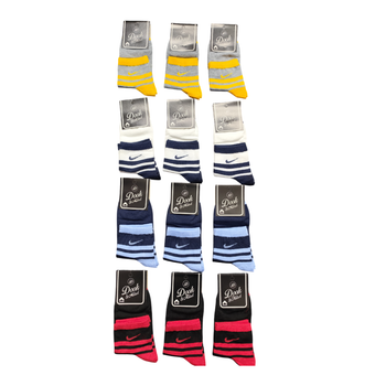 جوراب نیم ساق دوخط رنگی جین 12تایی کد 12203600