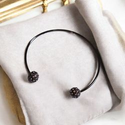 دستبند النگویی (بنگل) مشکی نگیندار کد S32