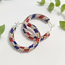 گوشواره حلقه ای فول نگین تم امریکا کد P217