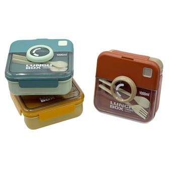 ظرف غذا(لانچ باکس)طرح دوربین مدل YAKADA 1000 ml با قاشق چنگال