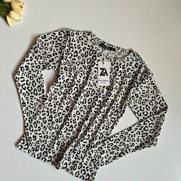 بلوز یقه گرد کشبافت کبریتی پلنگی