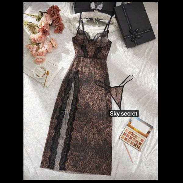 لباس خواب فنردار بلند پلنگی کد:6914