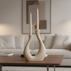 جاشمعی تکسچر دوشعله رومیزی / پلی استر مدل < فلورا >