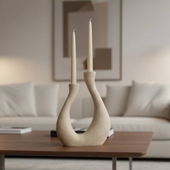 جاشمعی تکسچر دوشعله رومیزی / پلی استر مدل < فلورا >