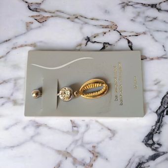 پیرسینگ ناف استیل جراحی طرح صدف آویزدار و نگین - ضد حساسیت و رنگ ثابت کد M263