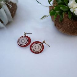 گوشواره میخی دو آویزه قرمز کد C165