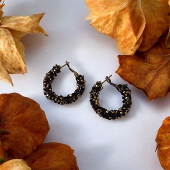 گوشواره حلقه ای شاین مشکی کد C148