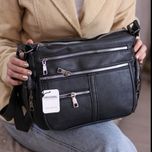 کیف دوشی شرانگ کد 1708 نقرهای | کراس بادی چرم چندجیب بند بلند قابل تنظیم