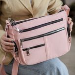 کیف دوشی شرانگ کد 1708 نقرهای | کراس بادی چرم چندجیب بند بلند قابل تنظیم