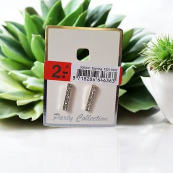 گوشواره میخی خطی نگین‌دار (بار) - طرح مینیمال کد C241