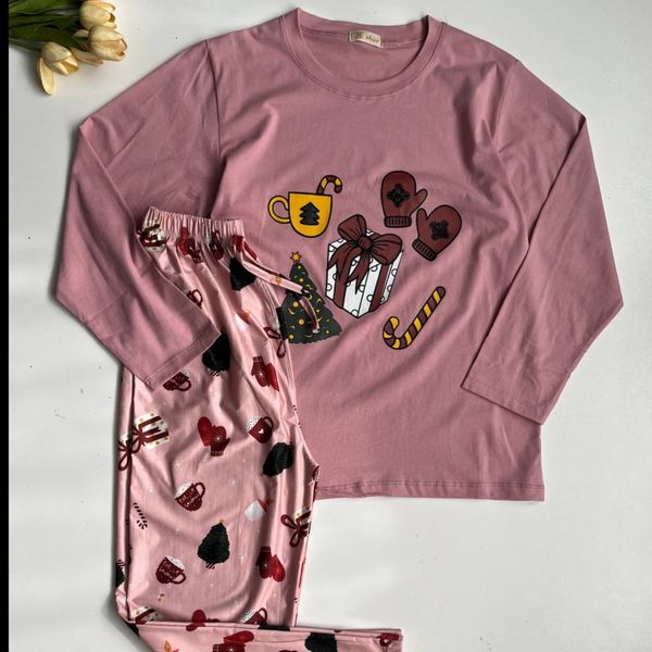 ست راحتی بلوز و شلوار کریسمسی