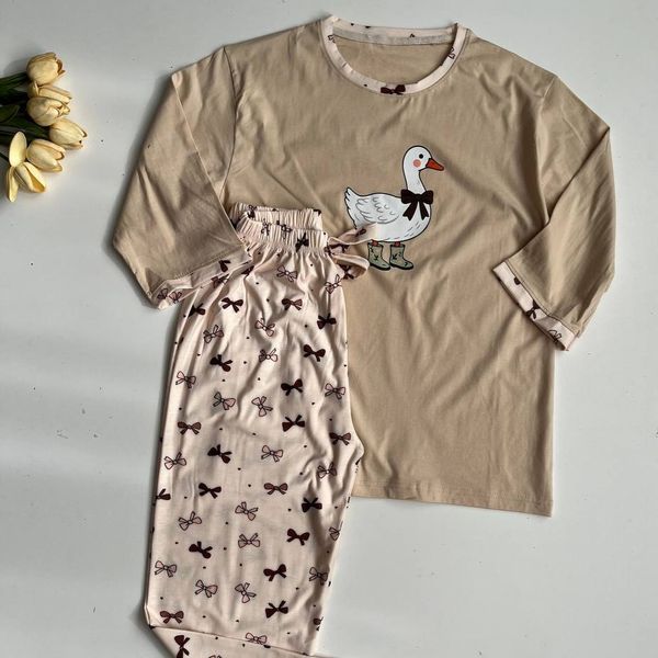 ست راحتی بلوز آستین سه ربع و شلوار فانتزی2