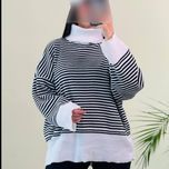 پلیور بافت یقه اسکی راه راه زنانه و دخترانه