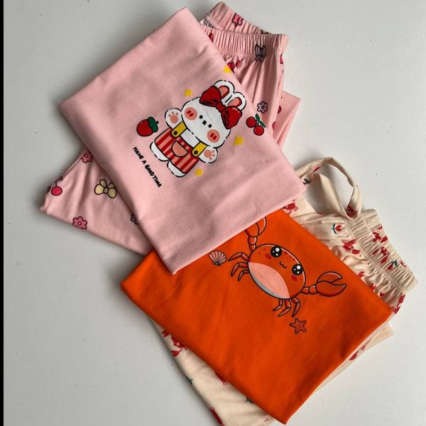 ست راحتی بلوز آستین سه ربع و شلوار فانتزی