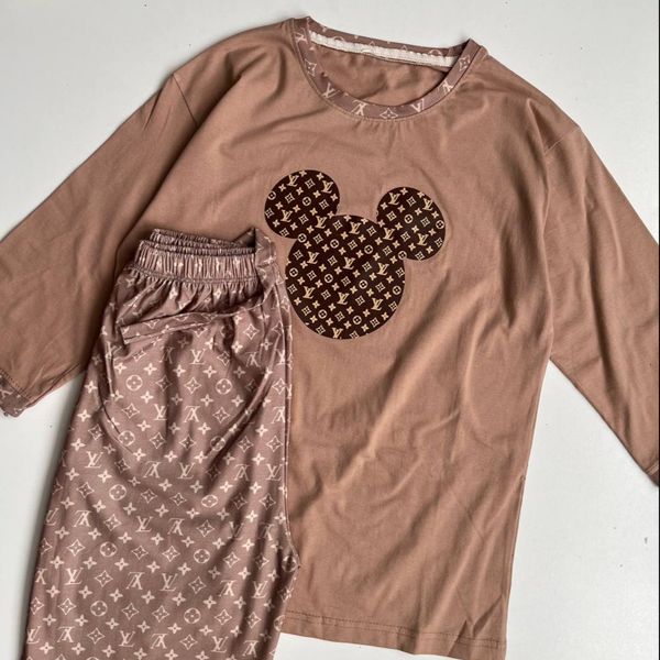 ست راحتی بلوز آستین سه ربع و شلوار فانتزی