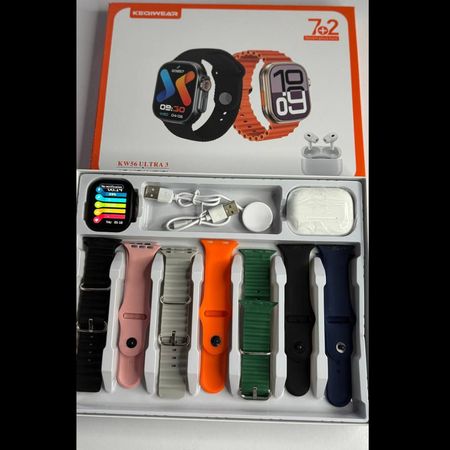 ساعت هوشمند 7 بند مدل KW56 ultra 3 به همراه ایرپاد
