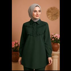 تونیک چیندار جیران با الیاف طبیعی | 4 رنگ خاص برای استایل پاییزی سایز بزرگ