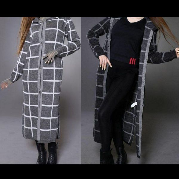 مانتو بافت بلند چهارخانه زنانه ترک