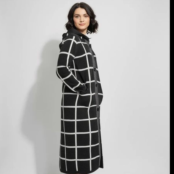 مانتو بافت بلند چهارخانه زنانه ترک