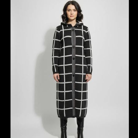 مانتو بافت بلند چهارخانه زنانه ترک