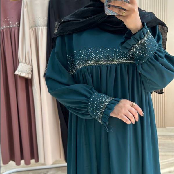 مانتو عبای نگین سبز تیره