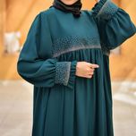 مانتو عبای نگین سبز تیره