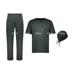 ست لباس اتاق عمل مردانه مدل اسکراب سبز تیره کد 38024