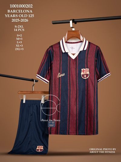 کیت 125 سالگی بارسلونا 2025 تیشرت با شورت