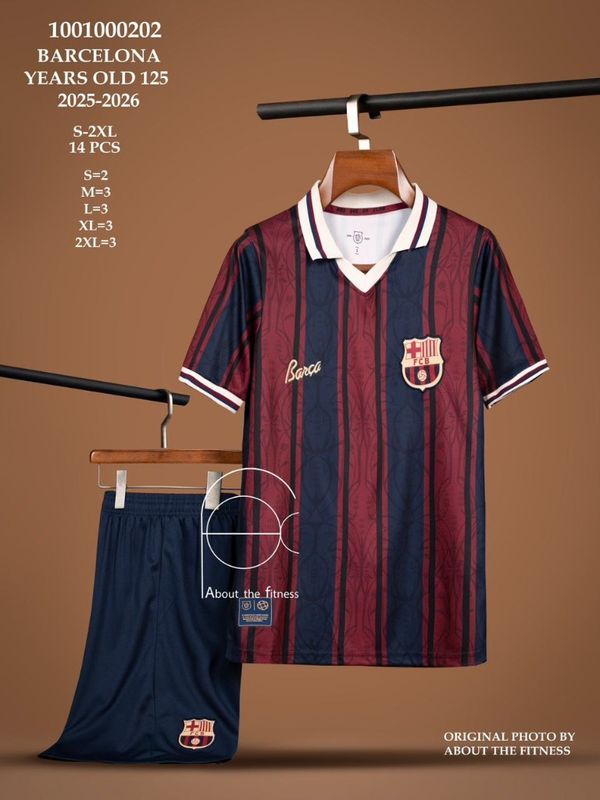 کیت 125 سالگی بارسلونا 2025 تیشرت با شورت
