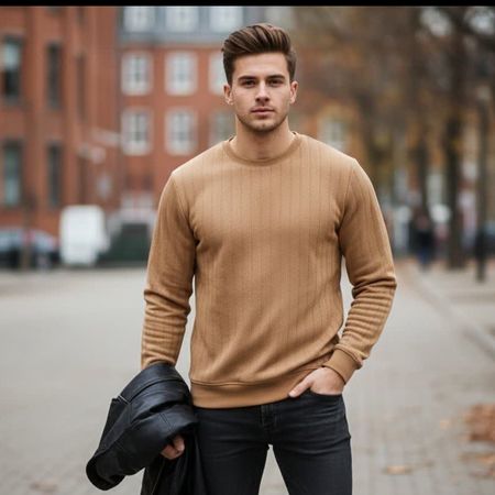 بلوز مردانه شیک یقه گرد مراکشی پاییزه