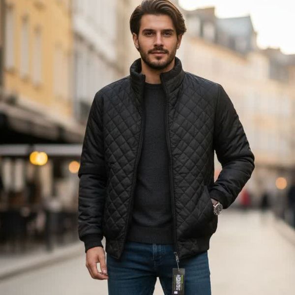 کاپشن شیک مردانه خلبانی طرح لوزی