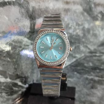 ساعت مچی عقربه ای زنانه امگا بند استیل و دور نگین